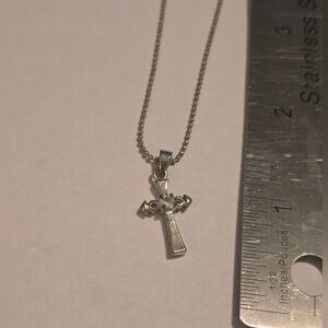 Silver Tone Cross Chain
